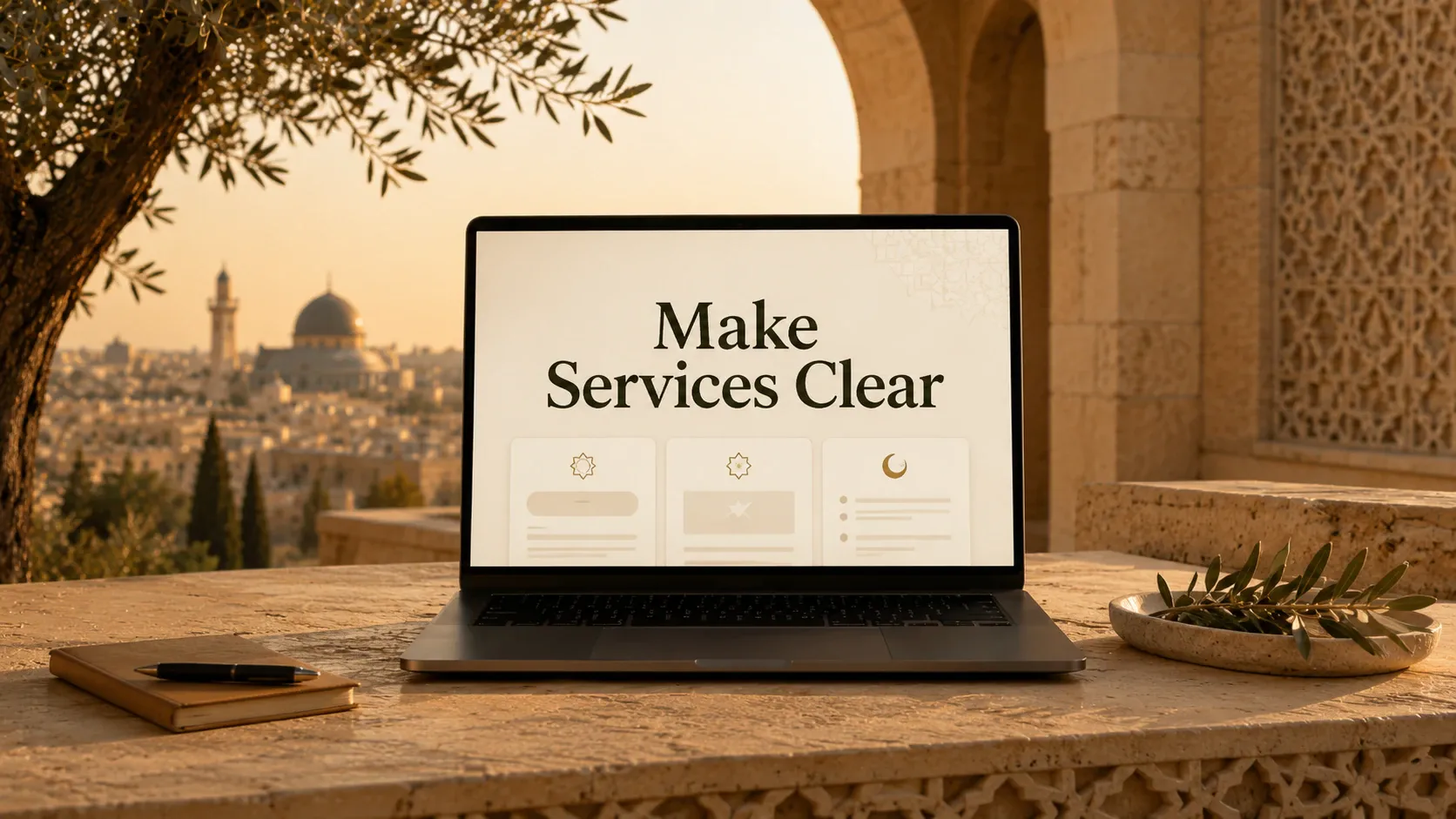 Illustration representing how clear service pages answer buyer questions and build confidence before contact.